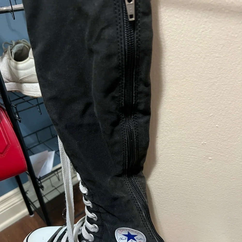 Converse Black Knee-High Sneakers with White Laces - Picture 10 of 10